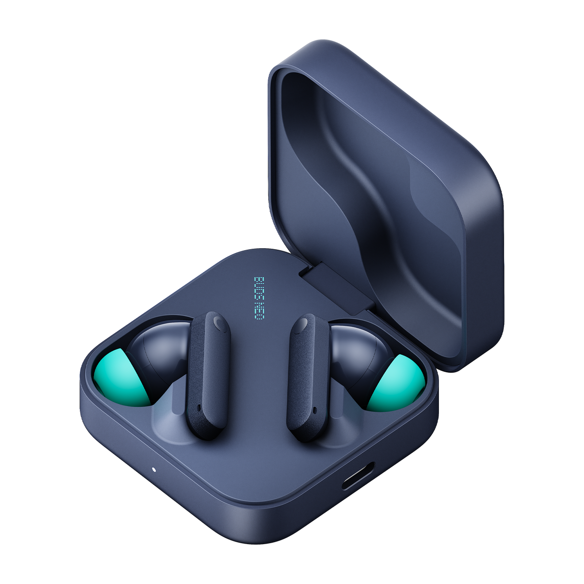 CMF Buds Neo in Dark Blue — open charging case with earbuds, product only
