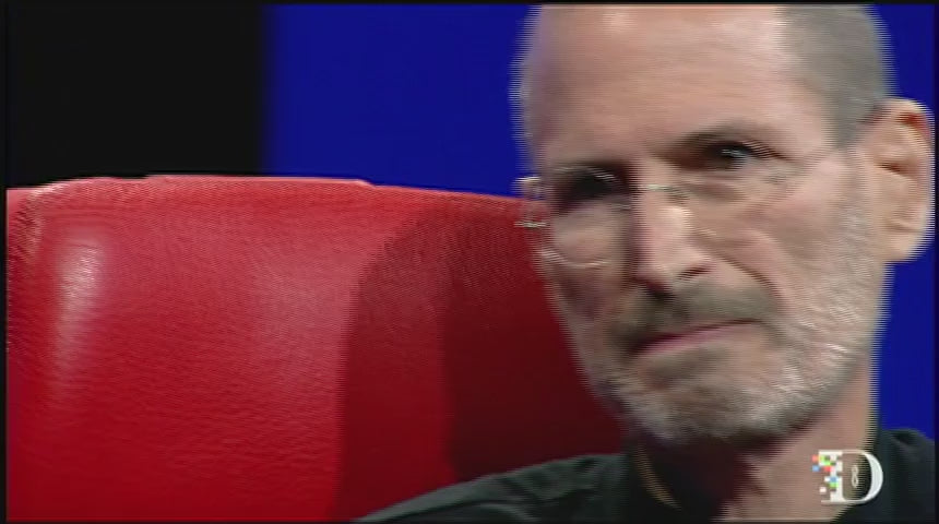 Steve Jobs answering a question on stage at the D8 conference, 2010