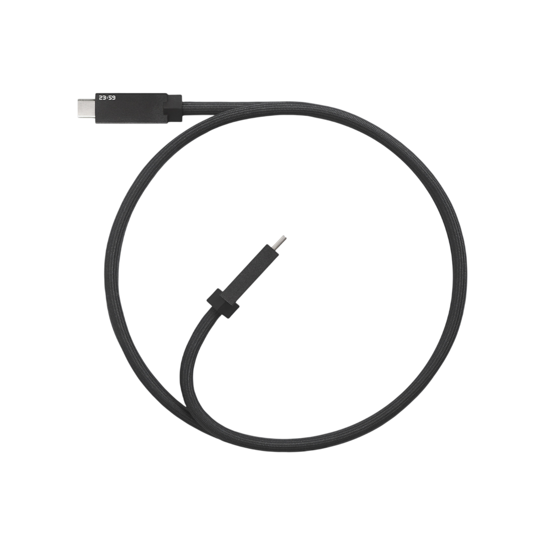 Black TEGIC Arch USB-C to USB-C cable with rectangular connector housings and a braided jacket.