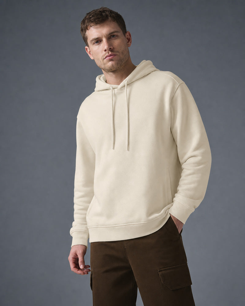 Front view of the TexTale Rain-Repel Hoodie in Butter