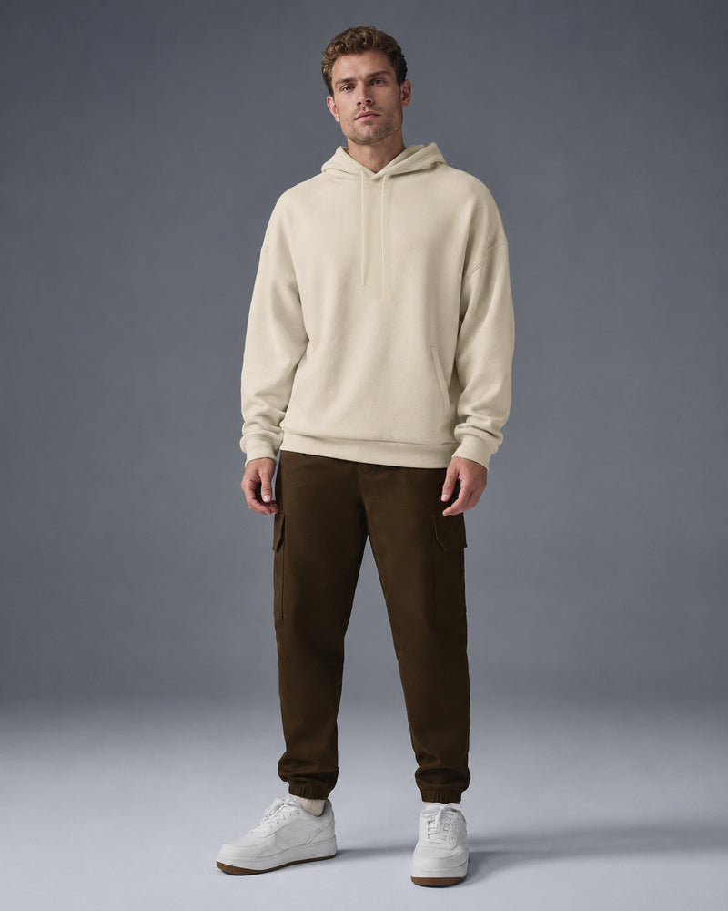 Full-length view of the TexTale Rain-Repel Hoodie in Butter