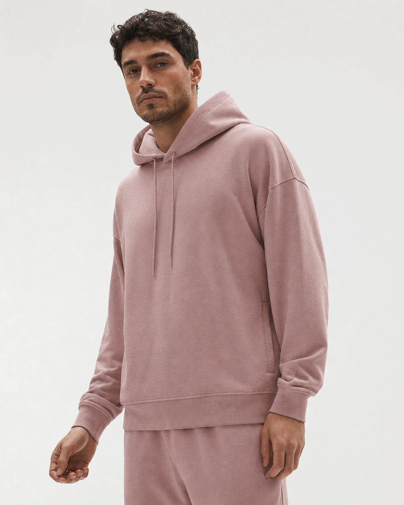Front and side view of the TexTale Rain-Repel Hoodie in Pink Gray