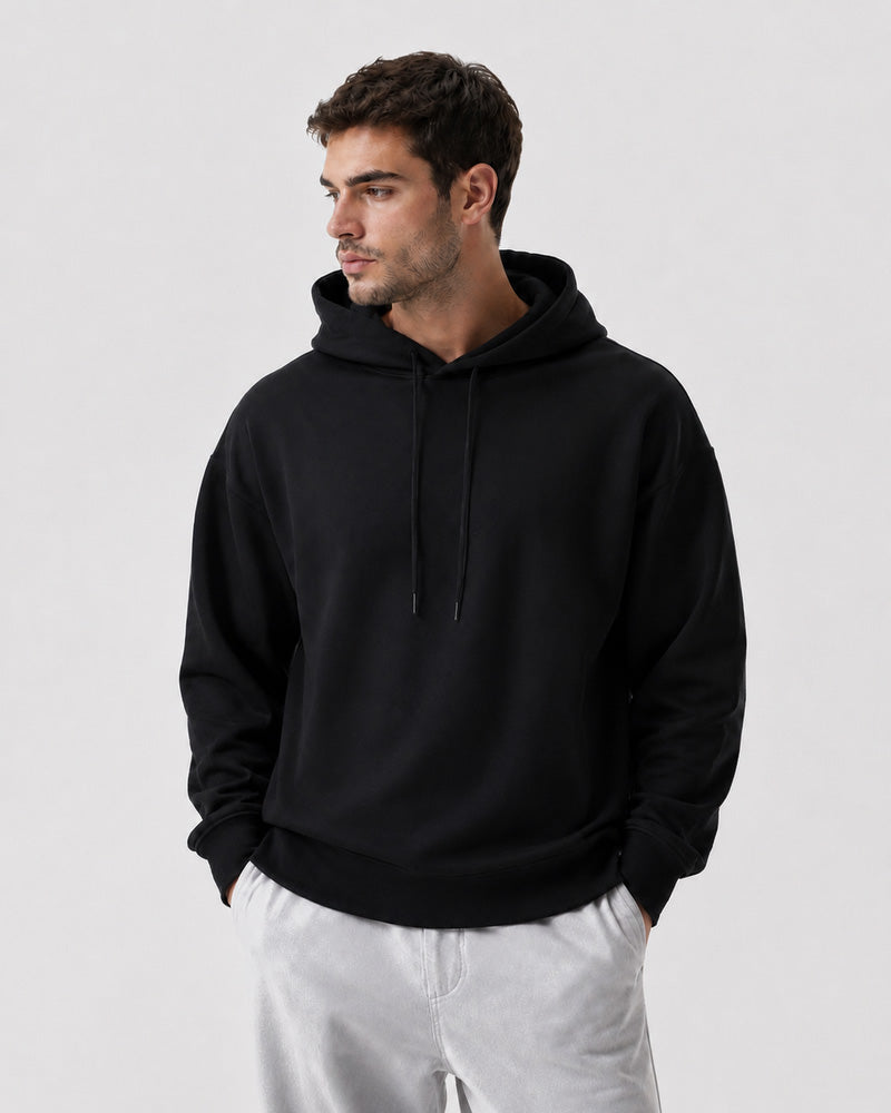 Front view of the TexTale Rain-Repel Hoodie in Black